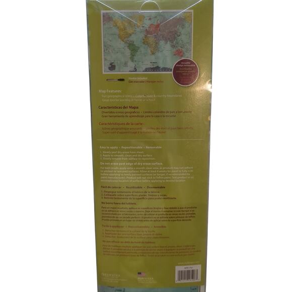 wall pops! World Map.New.Dry erase.Peel stick move. 24 in x 36 in.marker - Picture 4 of 4